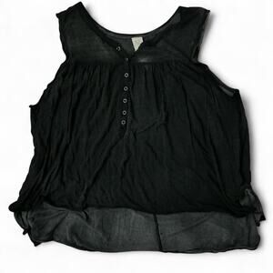 Free People black distressed flowy tank top women XS